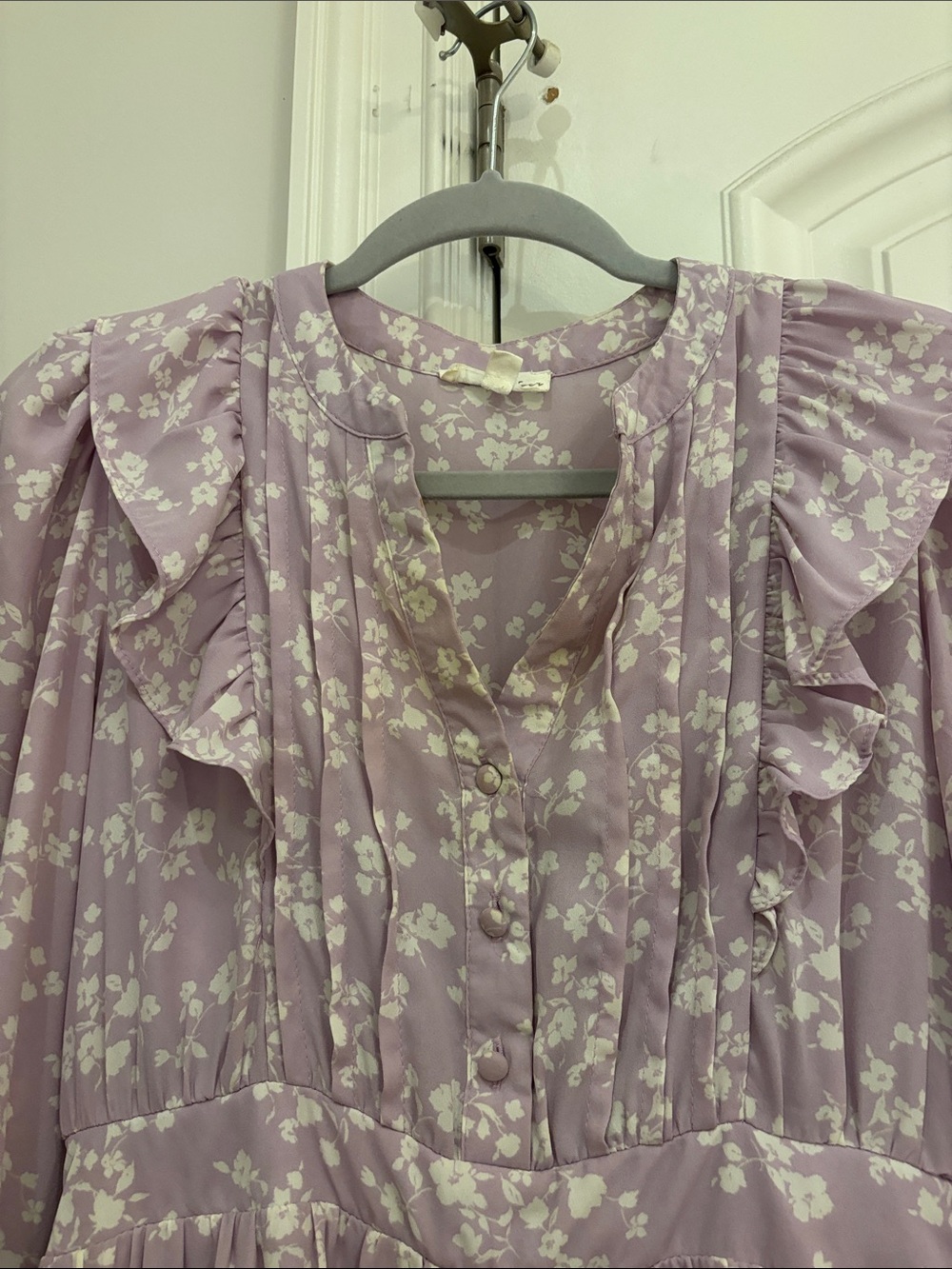 Lavender Floral Ruffle Mini Dress - Picture 5 of 7